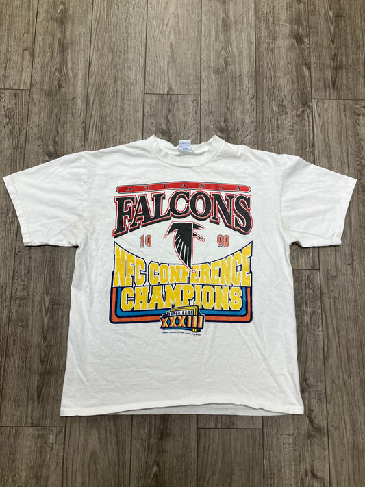 Vintage 1998 Atlanta Falcons Conf Champs White Tee Size L