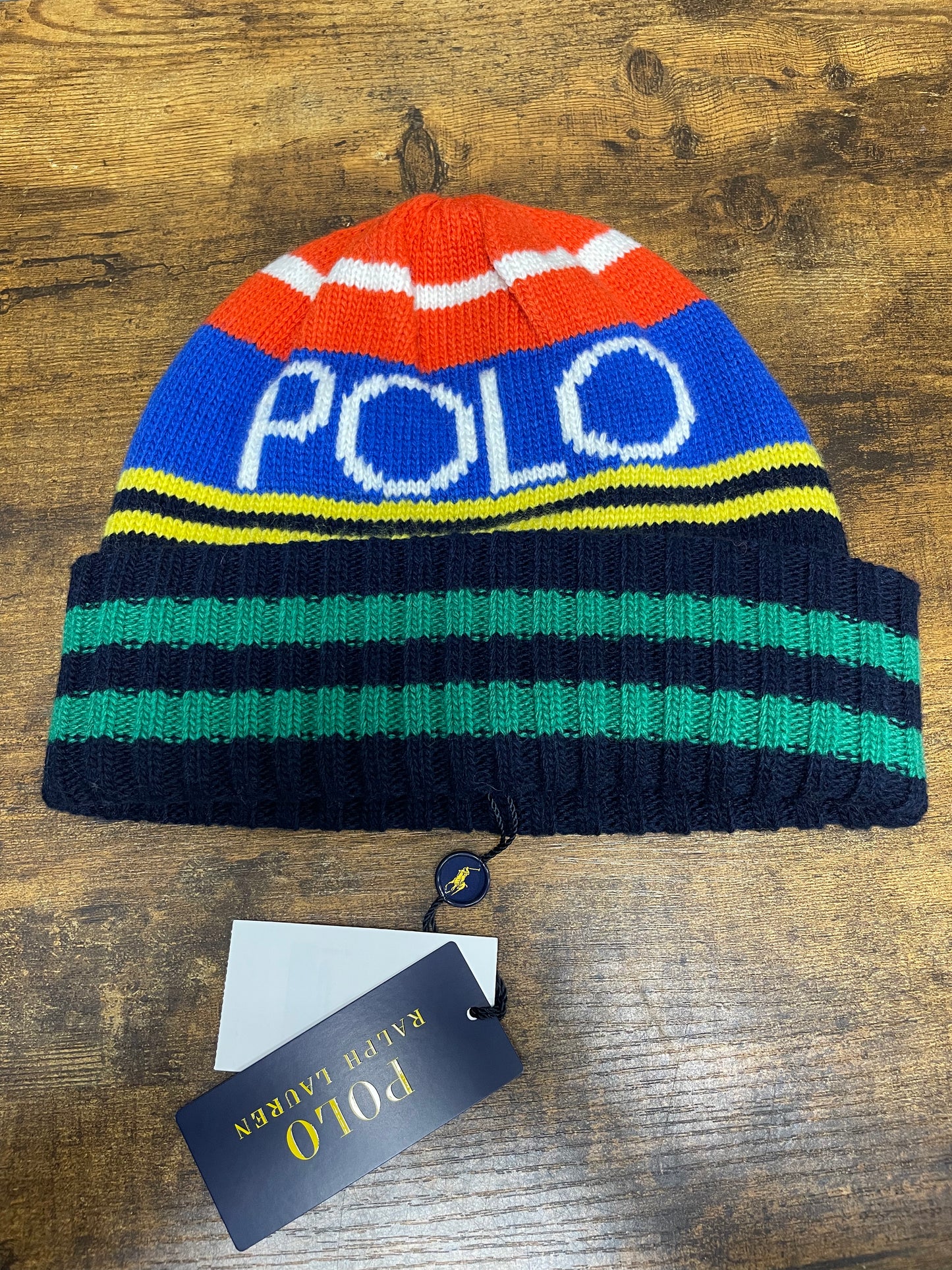 Polo Striped Wool Blend Beanie One Size