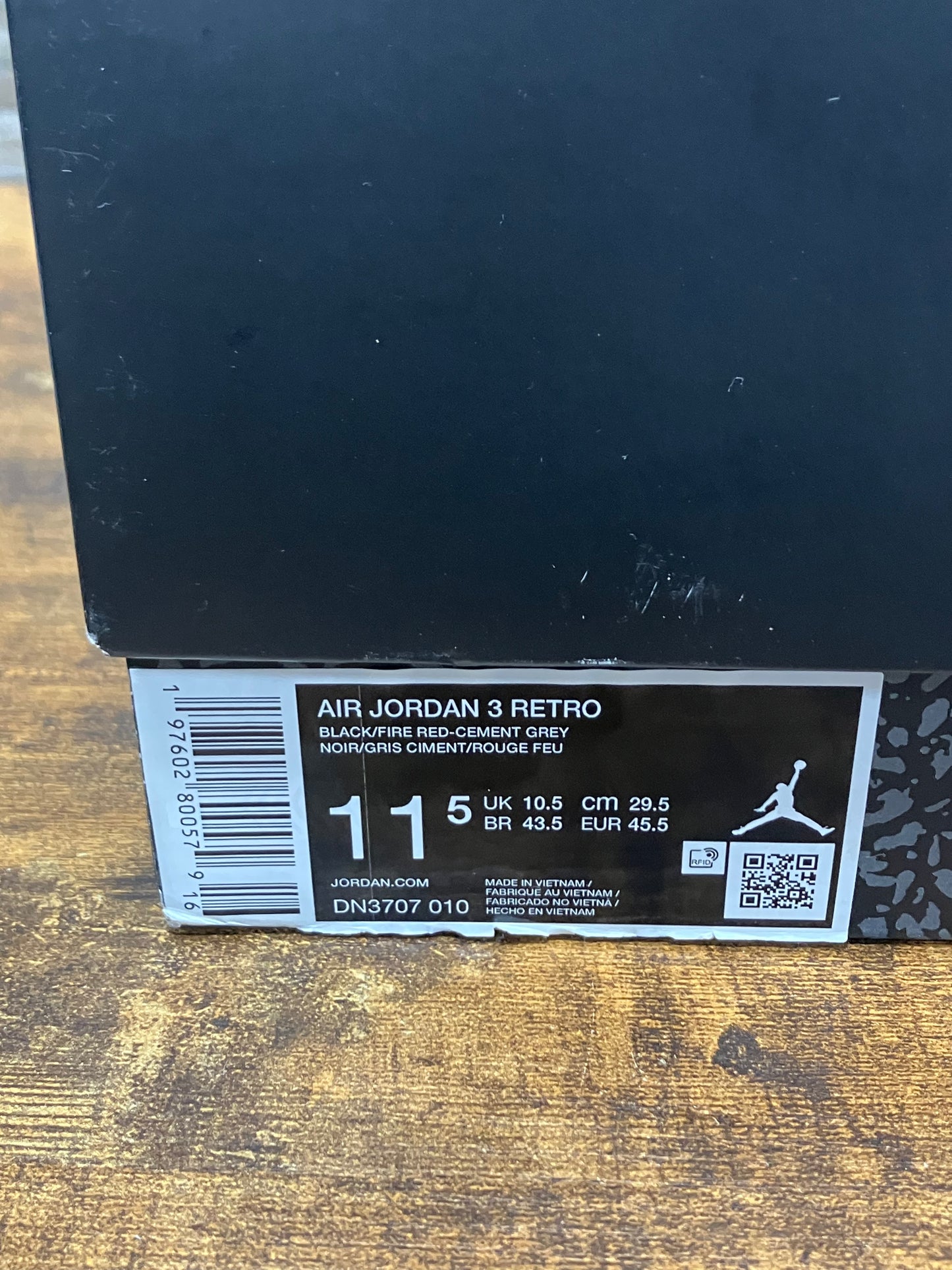 Jordan 3 Retro Black Cement 2025 Size 11.5