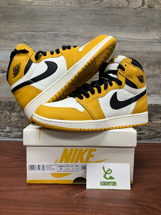 Jordan 1 Retro High OG Yellow Ochre Size 7Y