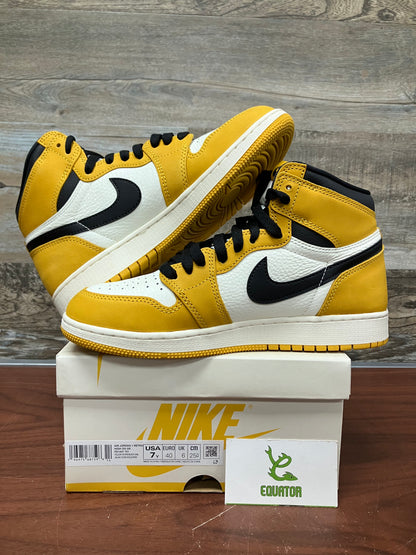 Jordan 1 Retro High OG Yellow Ochre Size 7Y