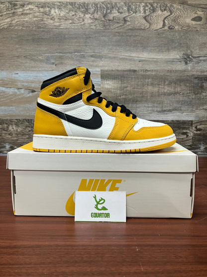 Jordan 1 Retro High OG Yellow Ochre Size 7Y