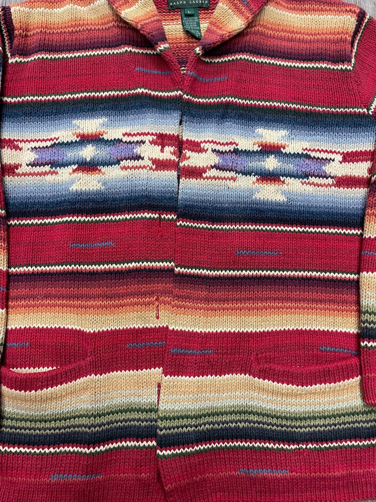 Lauren Ralph Lauren Hand Knit Aztec Cardigan-L