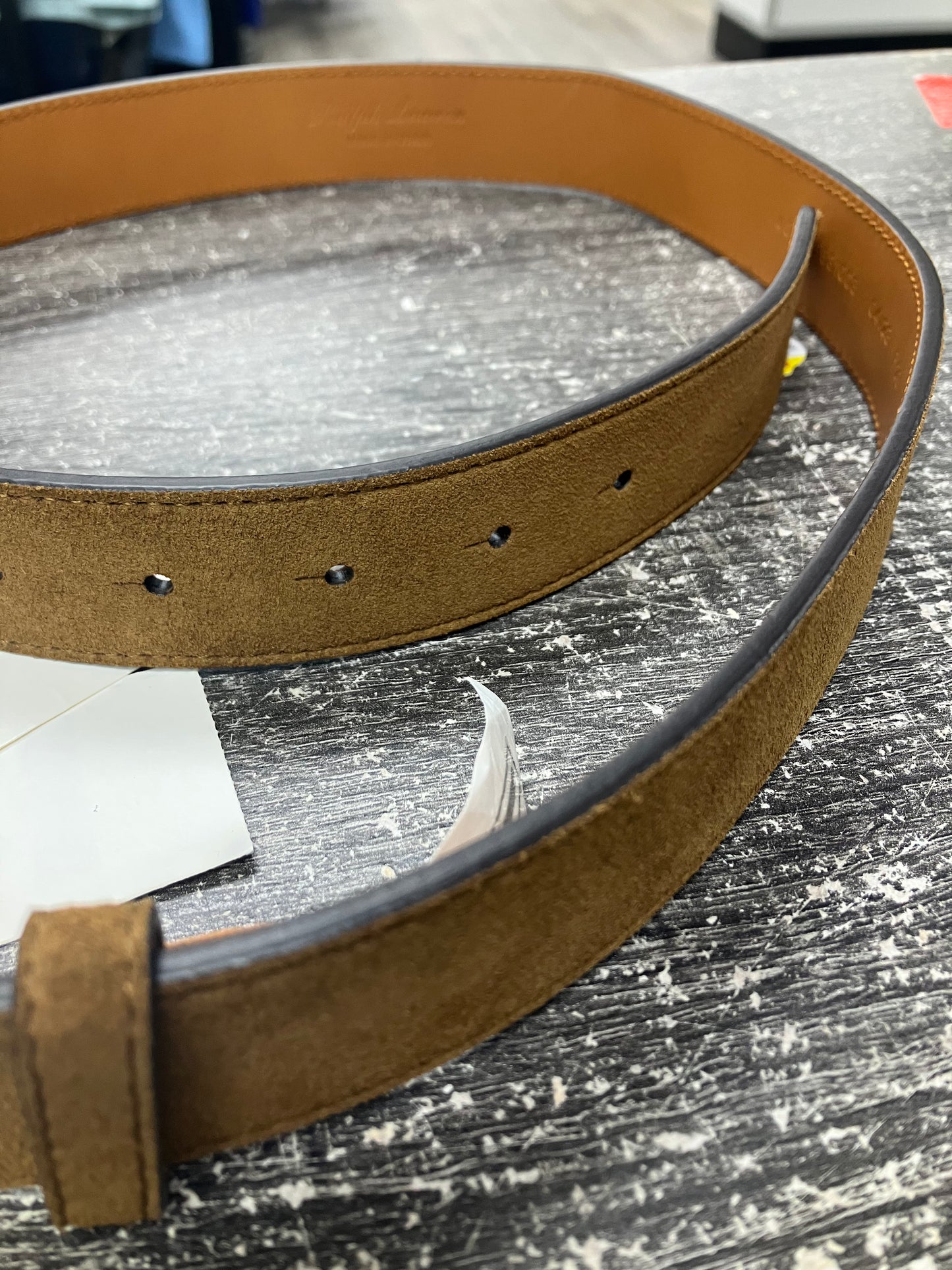 32-Ralph Lauren Purple Label Suede “RL” Belt