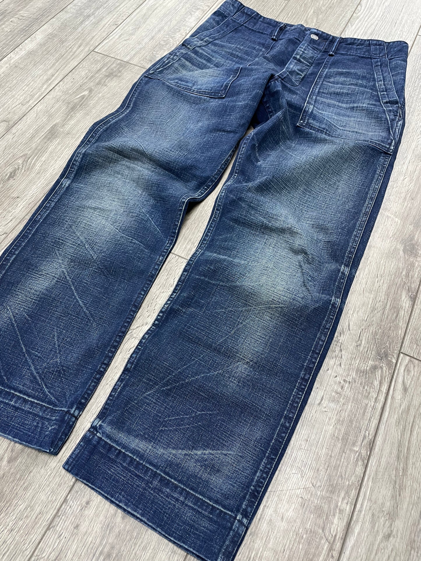 30 - Double RL (RRL) Heritage Fatigue Denim Indigo Trousers