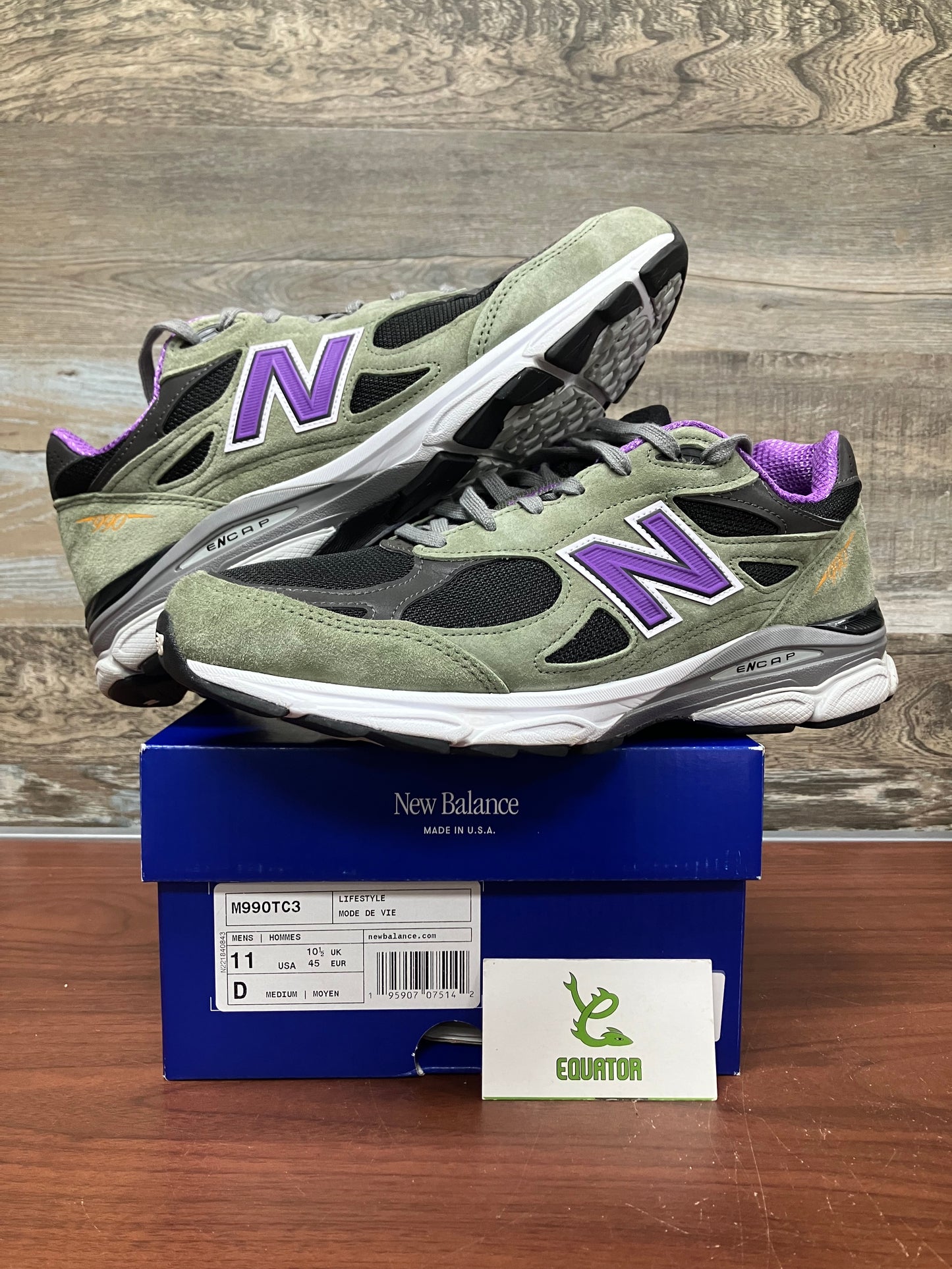 New Balance 990v3 MiUSA Teddy Santis Olive Leaf Size 11