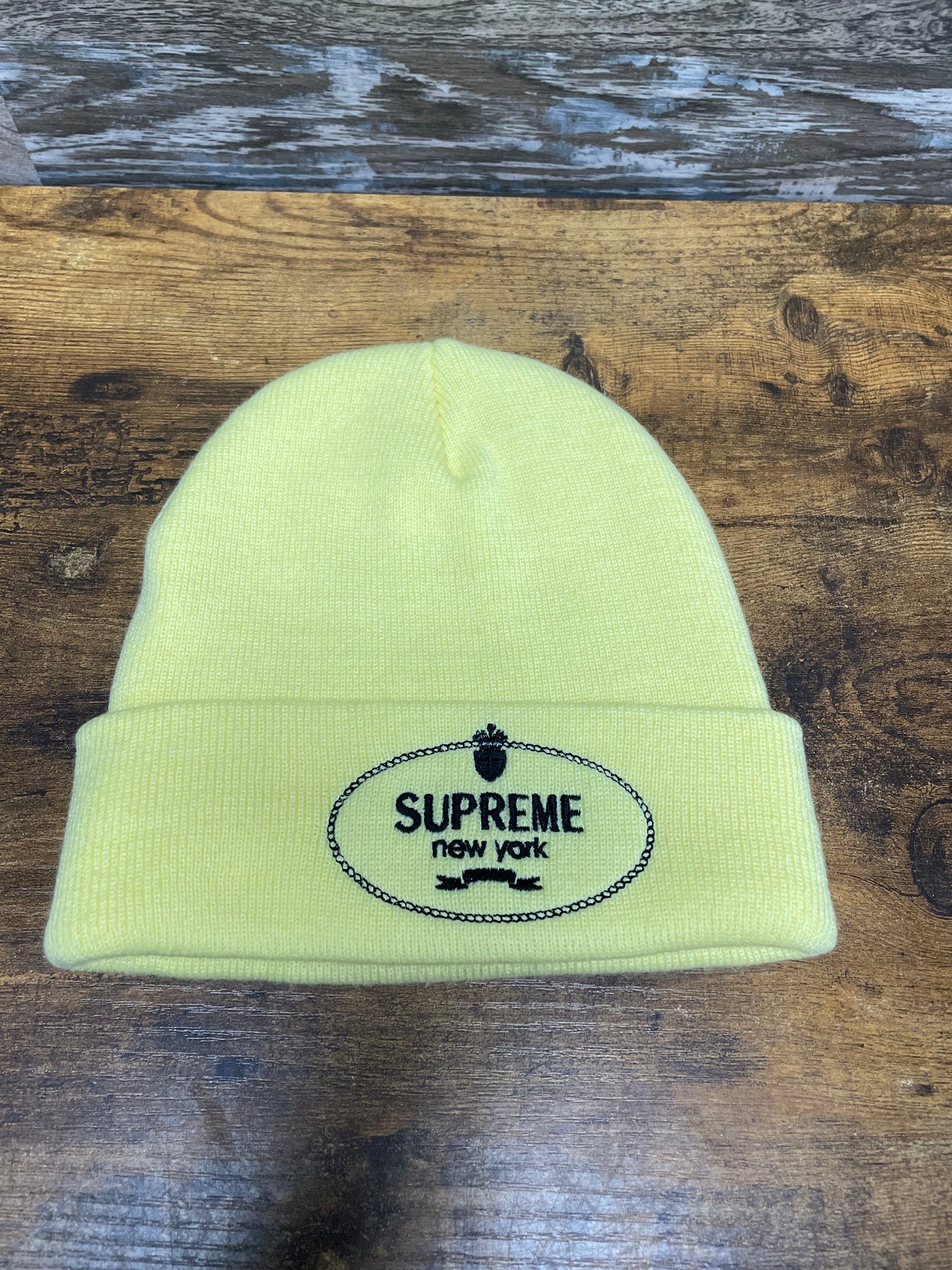OS-Supreme Crest Pale Yellow Beanie