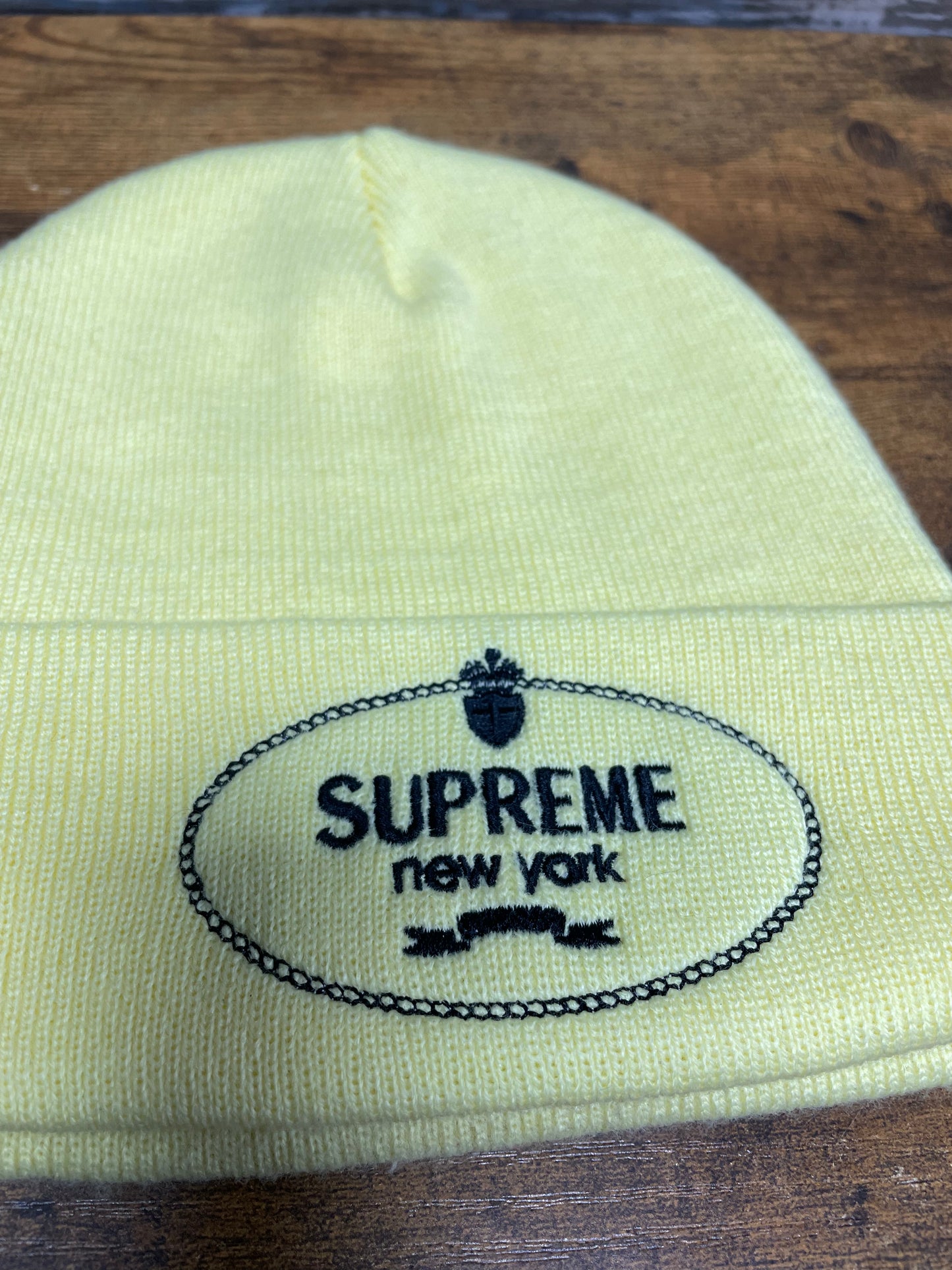 OS-Supreme Crest Pale Yellow Beanie