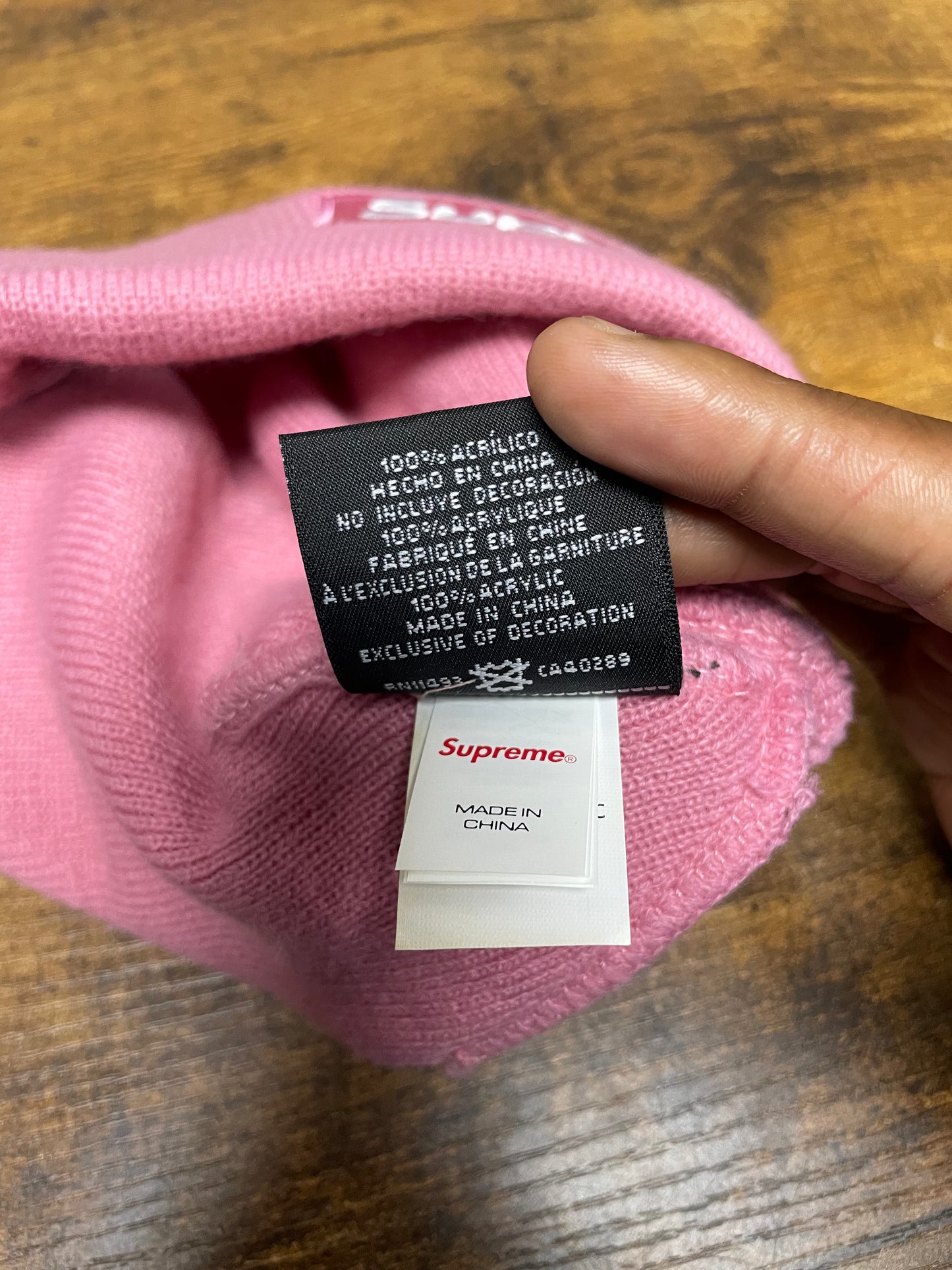 OS-Supreme FW24 Pink Box Logo Beanie