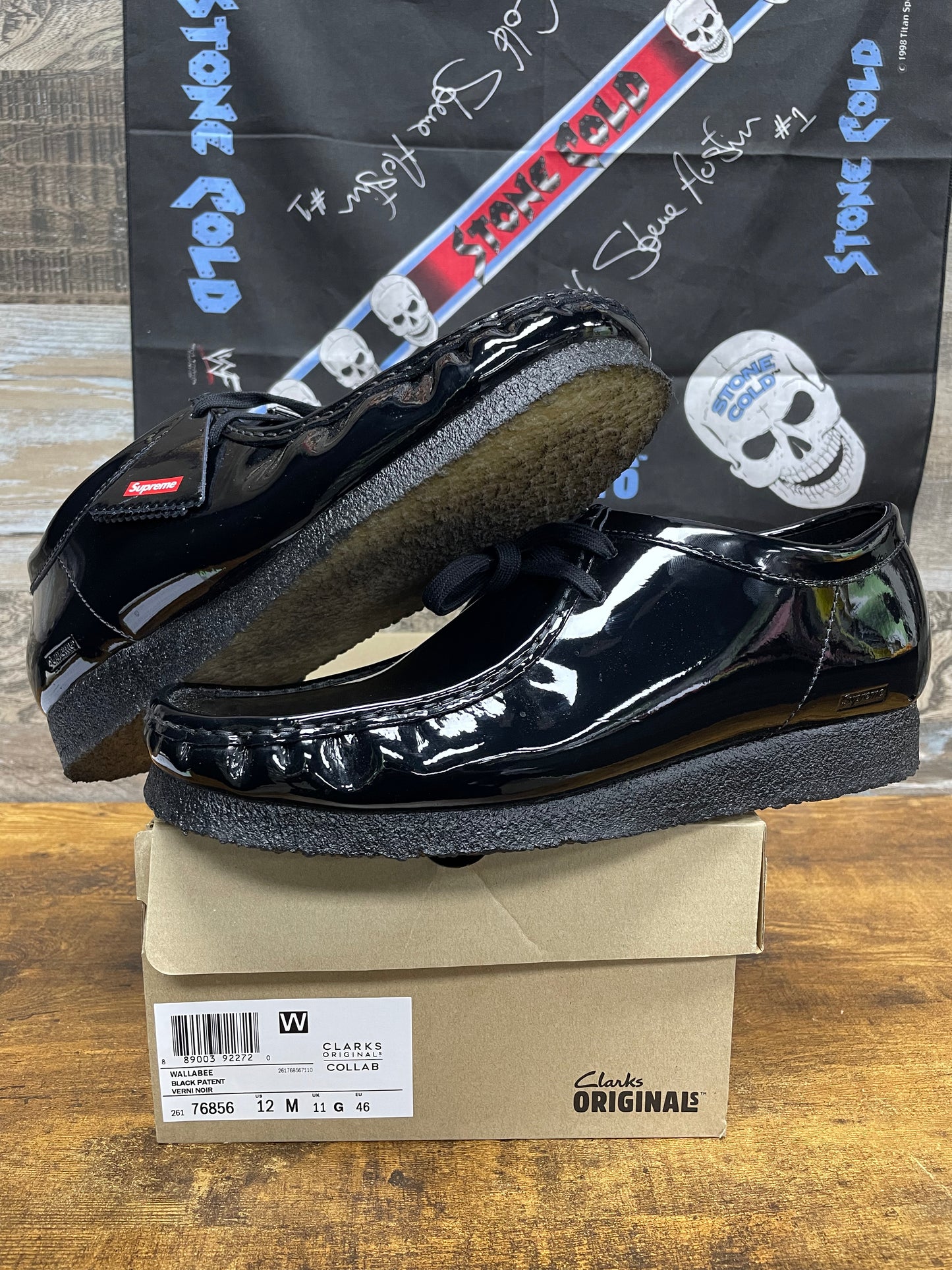 12-Supreme Clarks Wallabee Patent Leather Boot