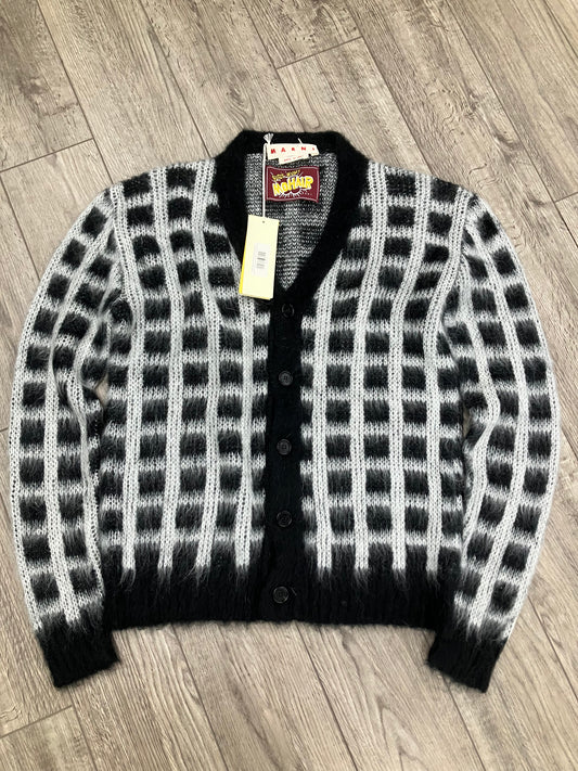 M-Marni Black Checkered Mohair Cardigan
