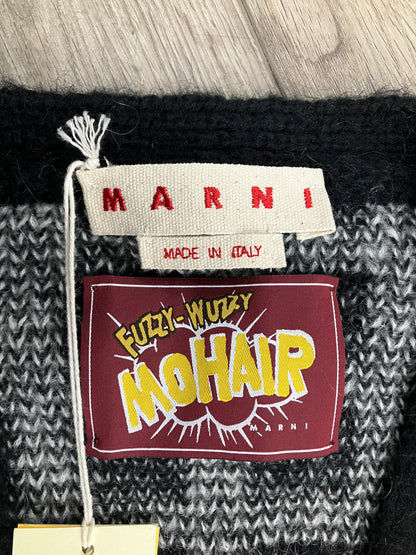 M-Marni Black Checkered Mohair Cardigan