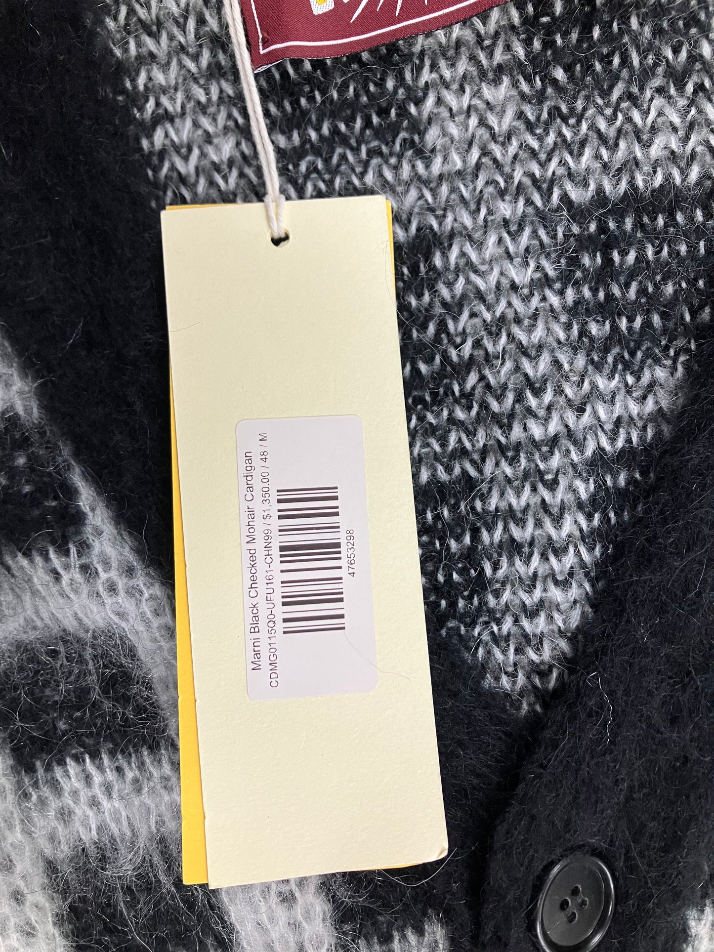M-Marni Black Checkered Mohair Cardigan