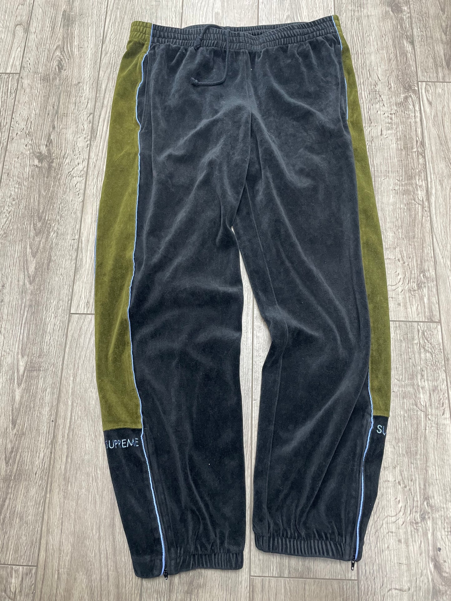 M-Supreme Velour Track Olive Jogger Pants