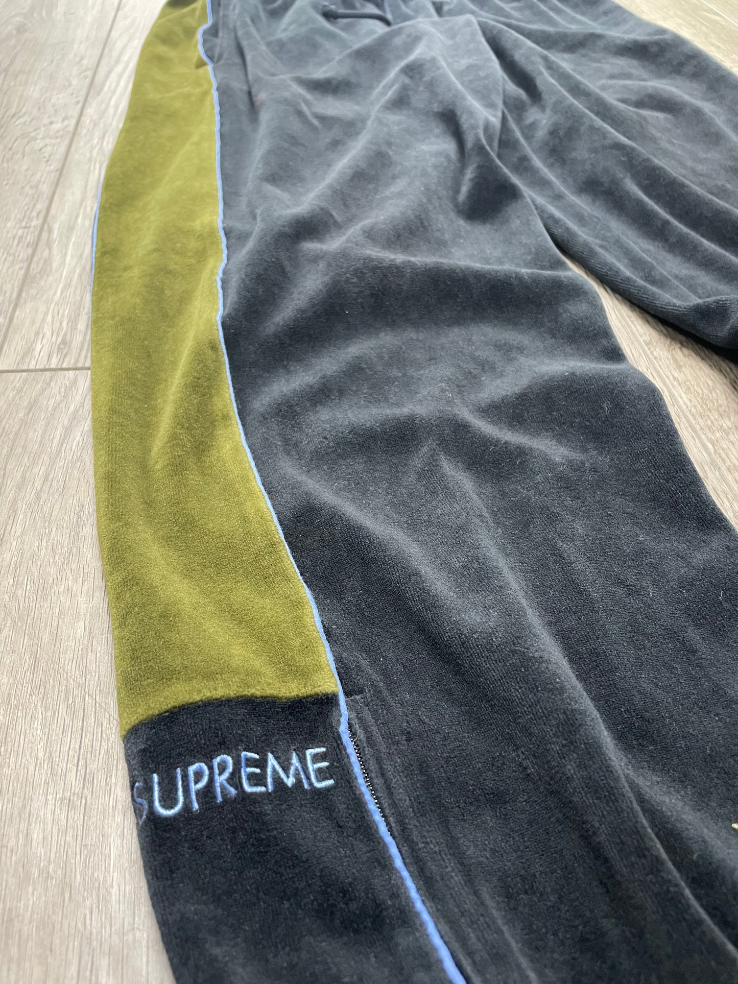 M-Supreme Velour Track Olive Jogger Pants
