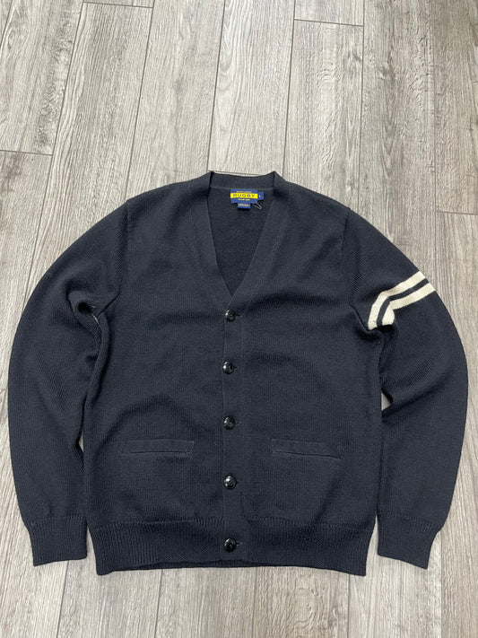 L-Ralph Lauren Rugby Side Stripe Black Cardigan