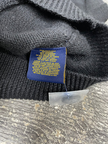 L-Ralph Lauren Rugby Side Stripe Black Cardigan
