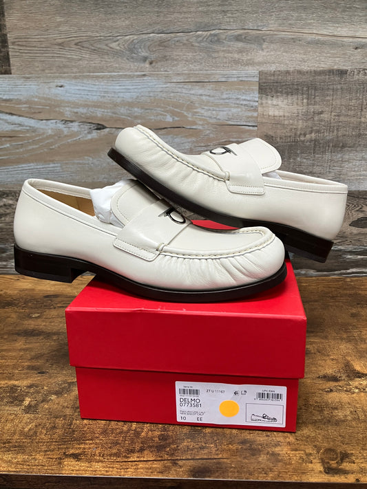 10/11-Ferragamo White Penny Loafer