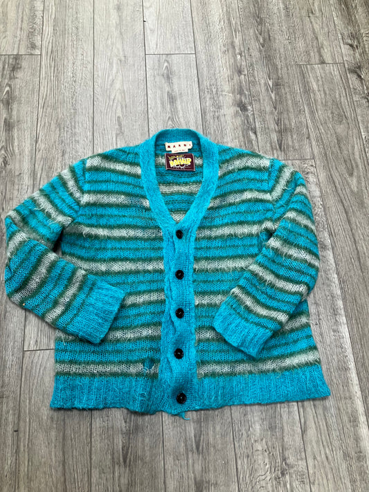 42-Marni Blue Striped mohair Cardigan
