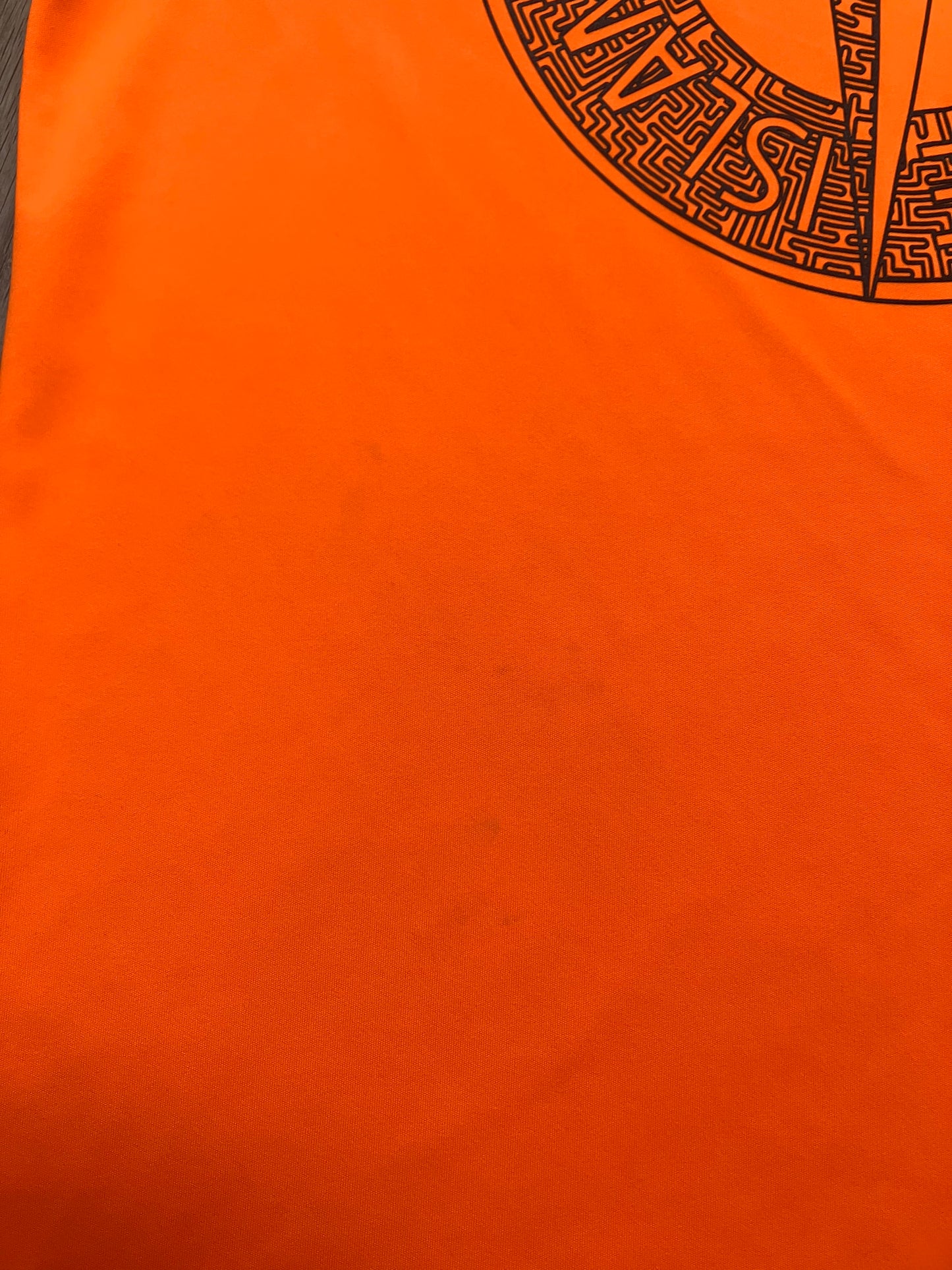 Stone Island Neon Orange Polyester Shirt Size S