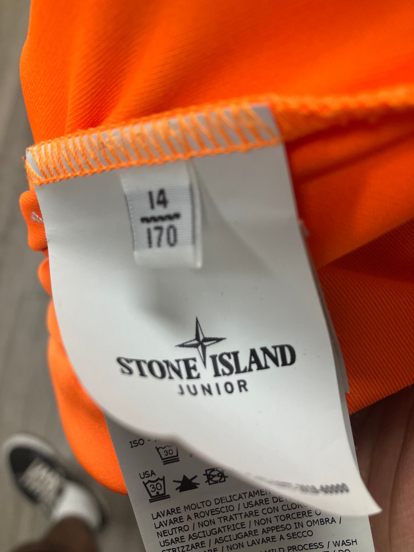 Stone Island Neon Orange Polyester Shirt Size S