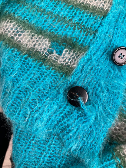 42-Marni Blue Striped mohair Cardigan