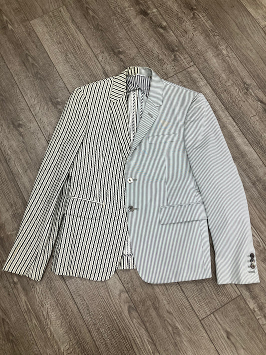 3-Thom Browne Asymmetric Grey Blazer
