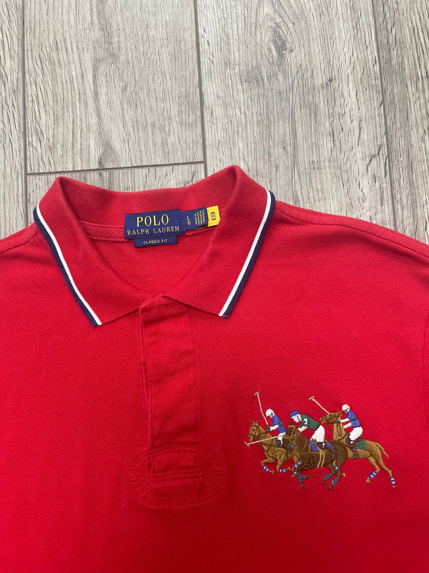 L-Polo Ralph Lauren Triple Pony Red Shirt