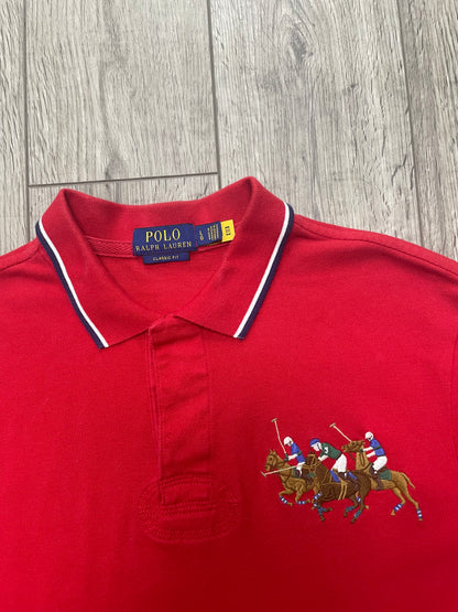 L-Polo Ralph Lauren Triple Pony Red Shirt