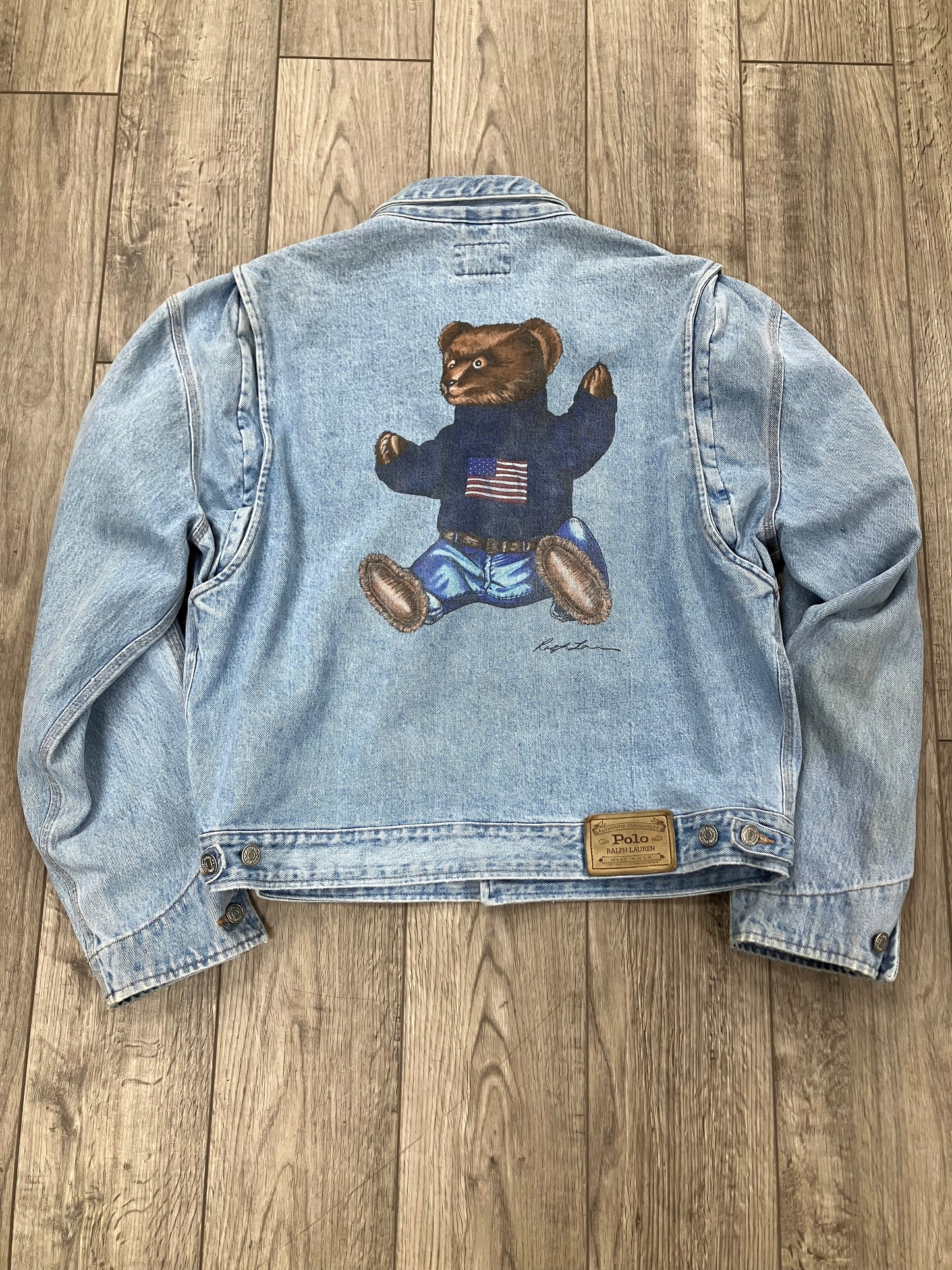 L-Vintage Polo Ralph Lauren Teddy Bear Denim Jacket