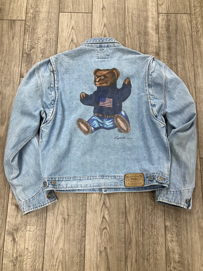 L-Vintage Polo Ralph Lauren Teddy Bear Denim Jacket