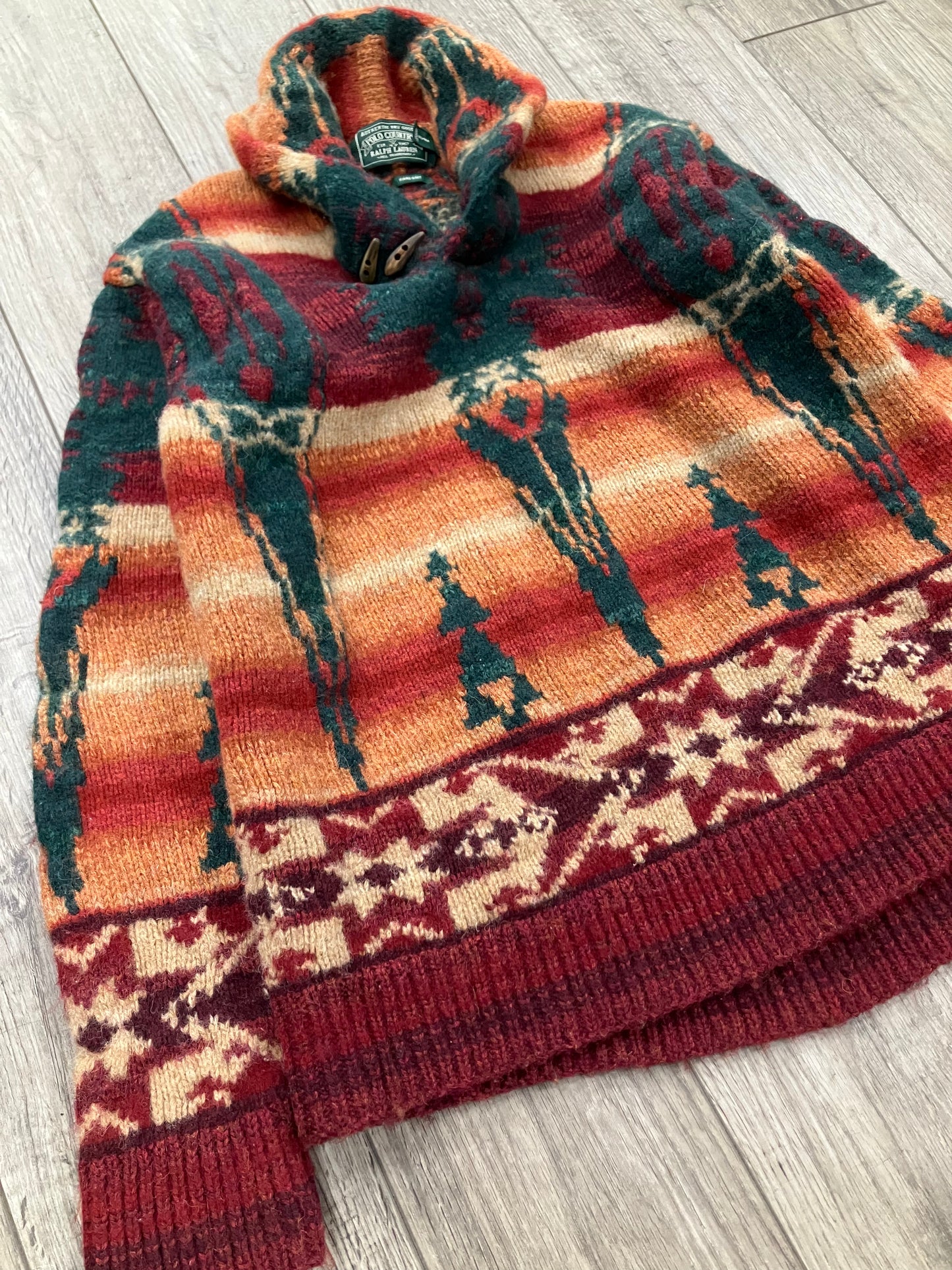 M-Polo Country Ralph Lauren  Southwestern Aidondack Shawl Sweater