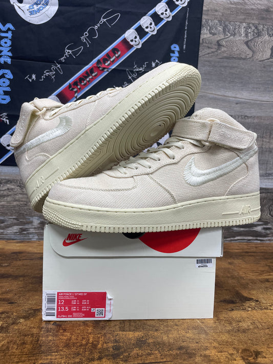 12-Nike Air Force 1 Mid Stussy Fossil