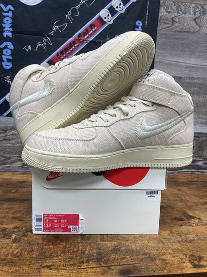 12-Nike Air Force 1 Mid Stussy Fossil