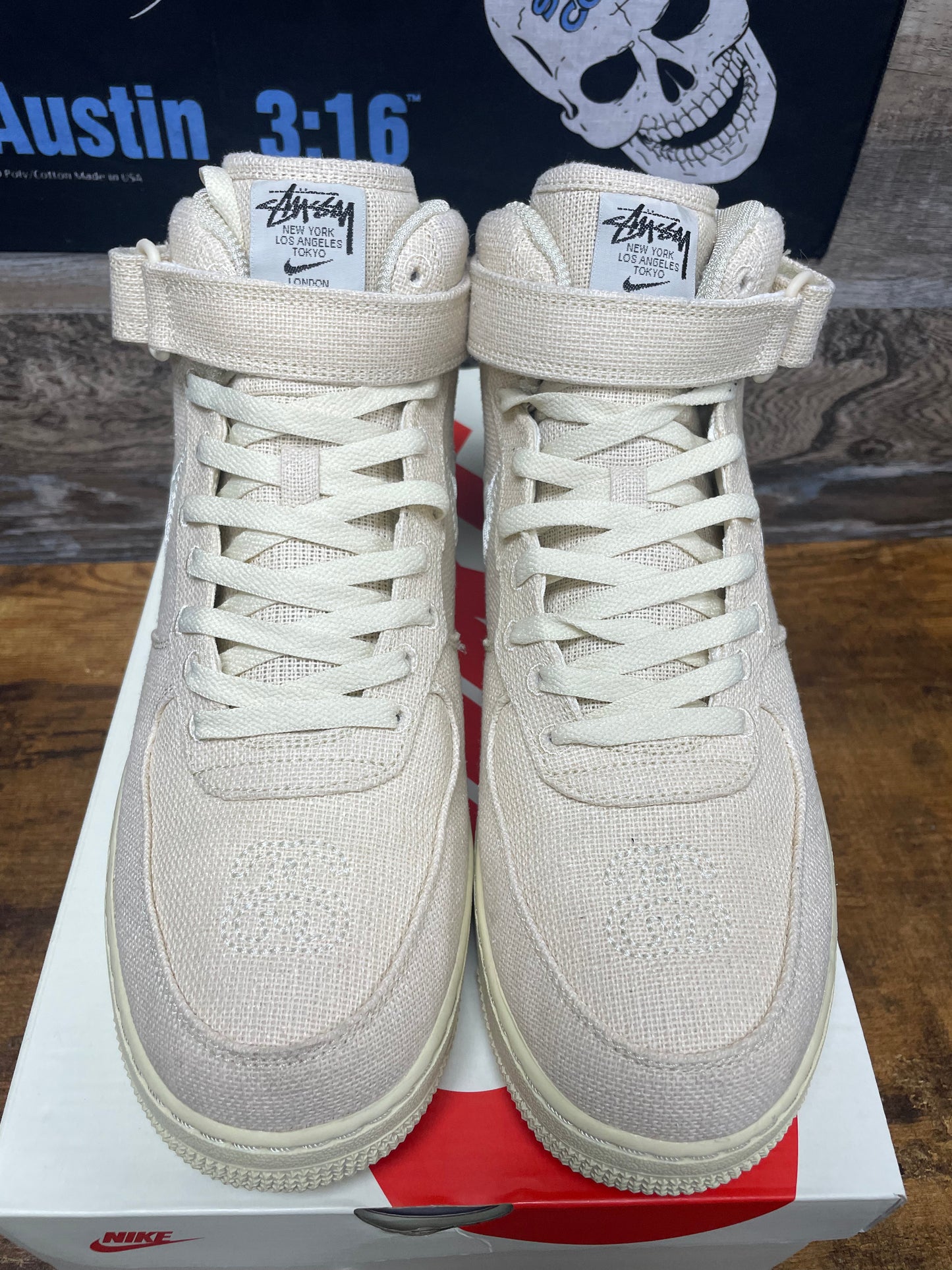 12-Nike Air Force 1 Mid Stussy Fossil