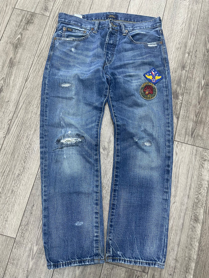 31-Polo Ralph Lauren Classic Fit Tiger Patch Distressed Jeans