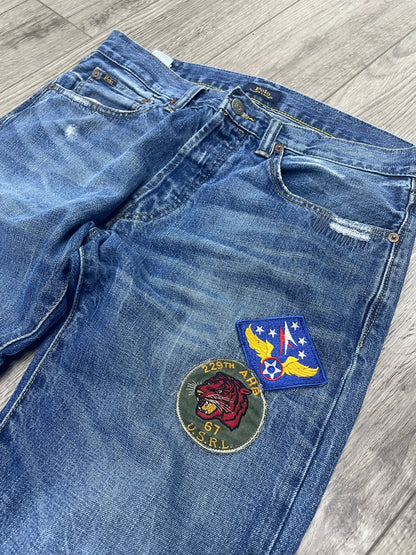 31-Polo Ralph Lauren Classic Fit Tiger Patch Distressed Jeans