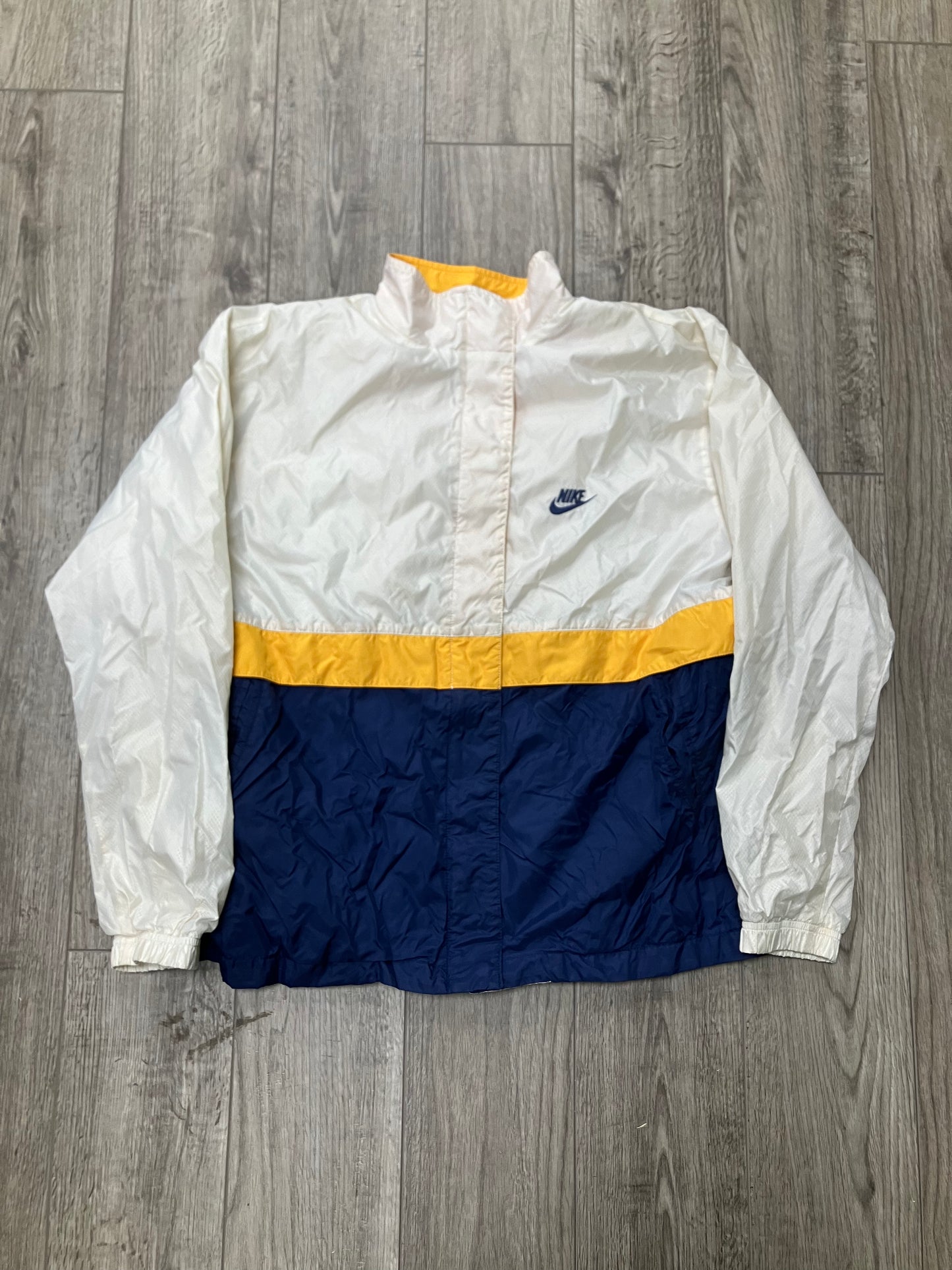 Vintage Nike White/Blue/Yellow Windbreaker Size L