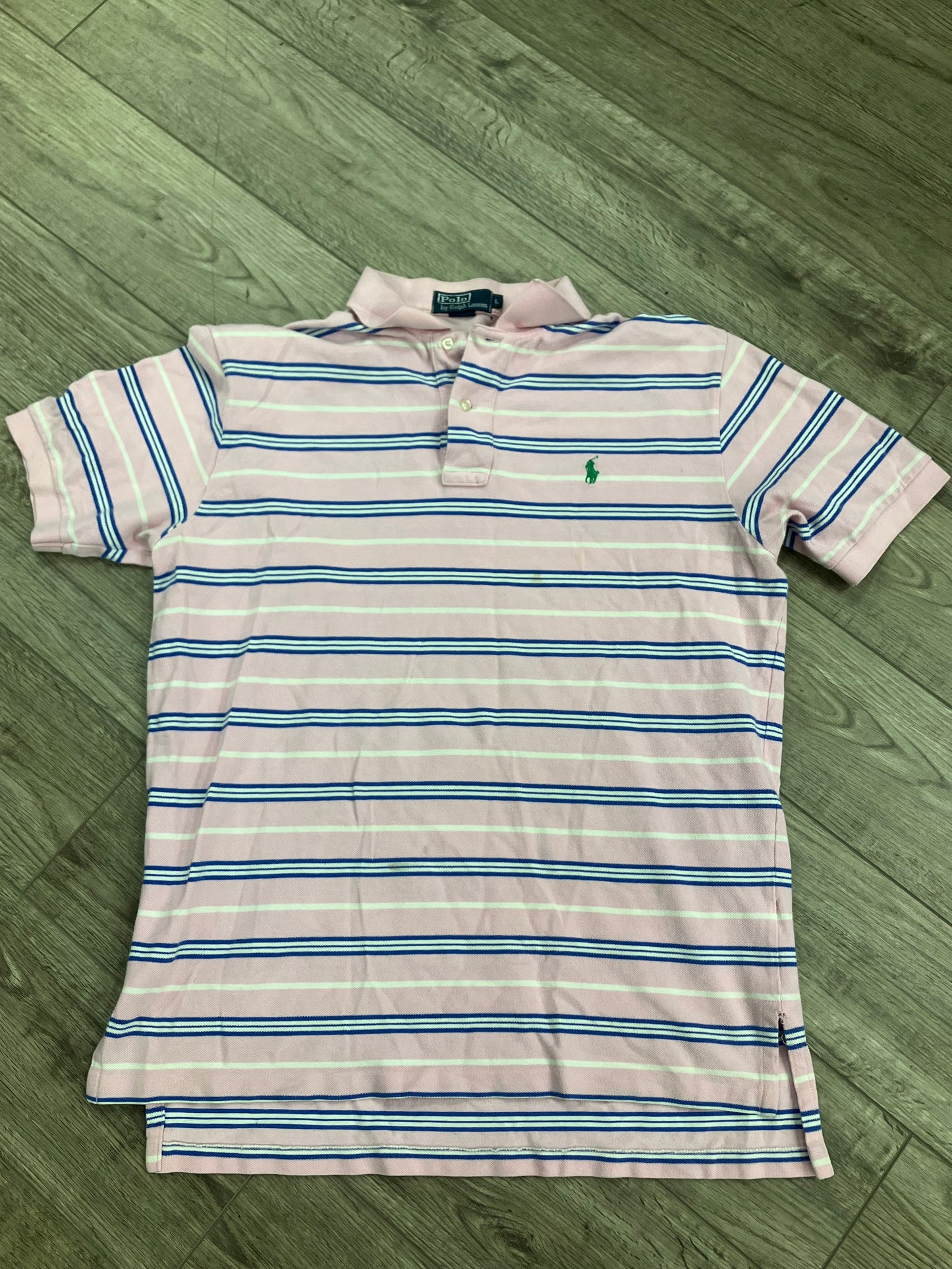 L-Pink/Blue Striped Polo
