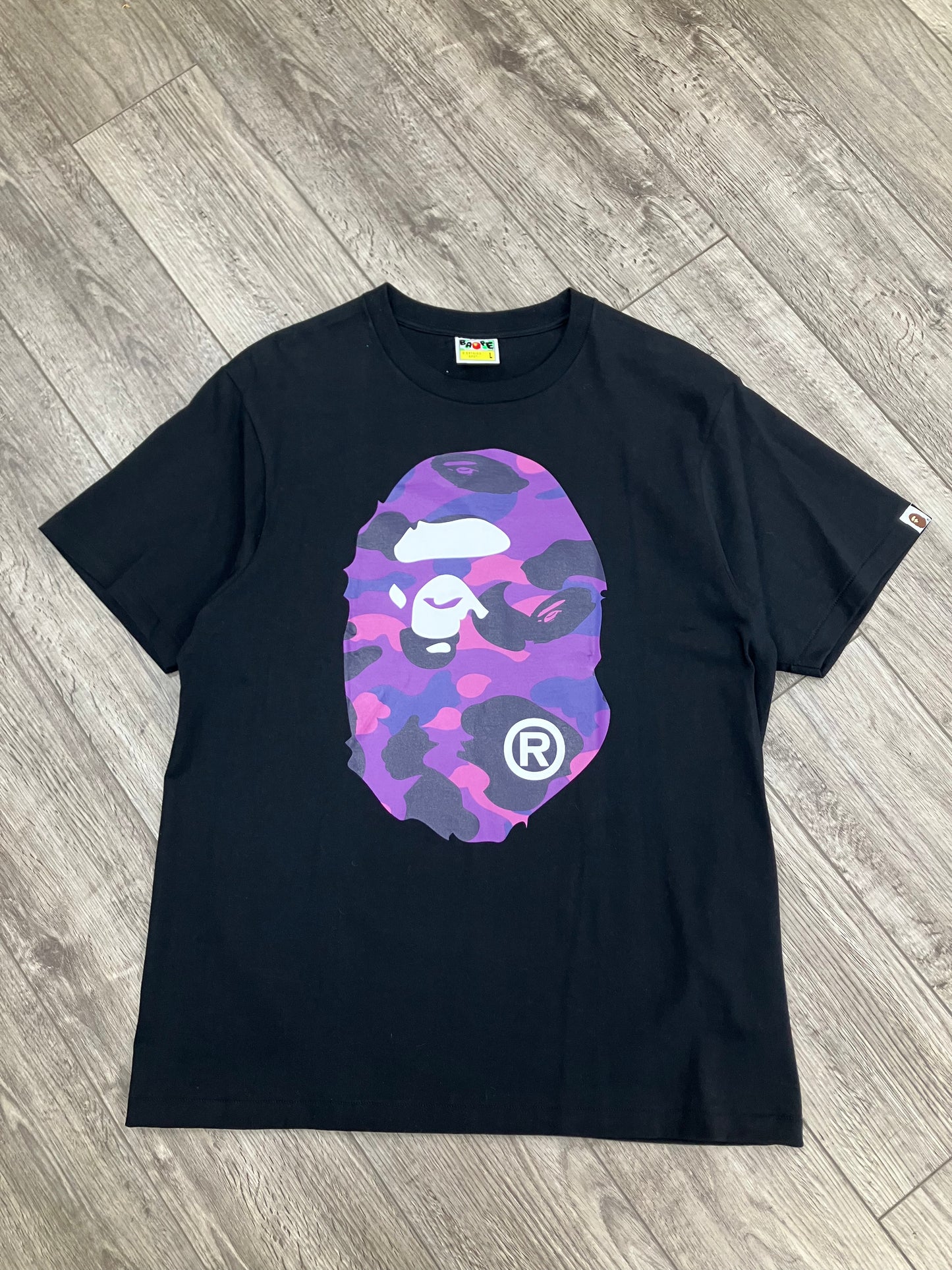 L-Bape Purple Camo Big Ape Head Tee