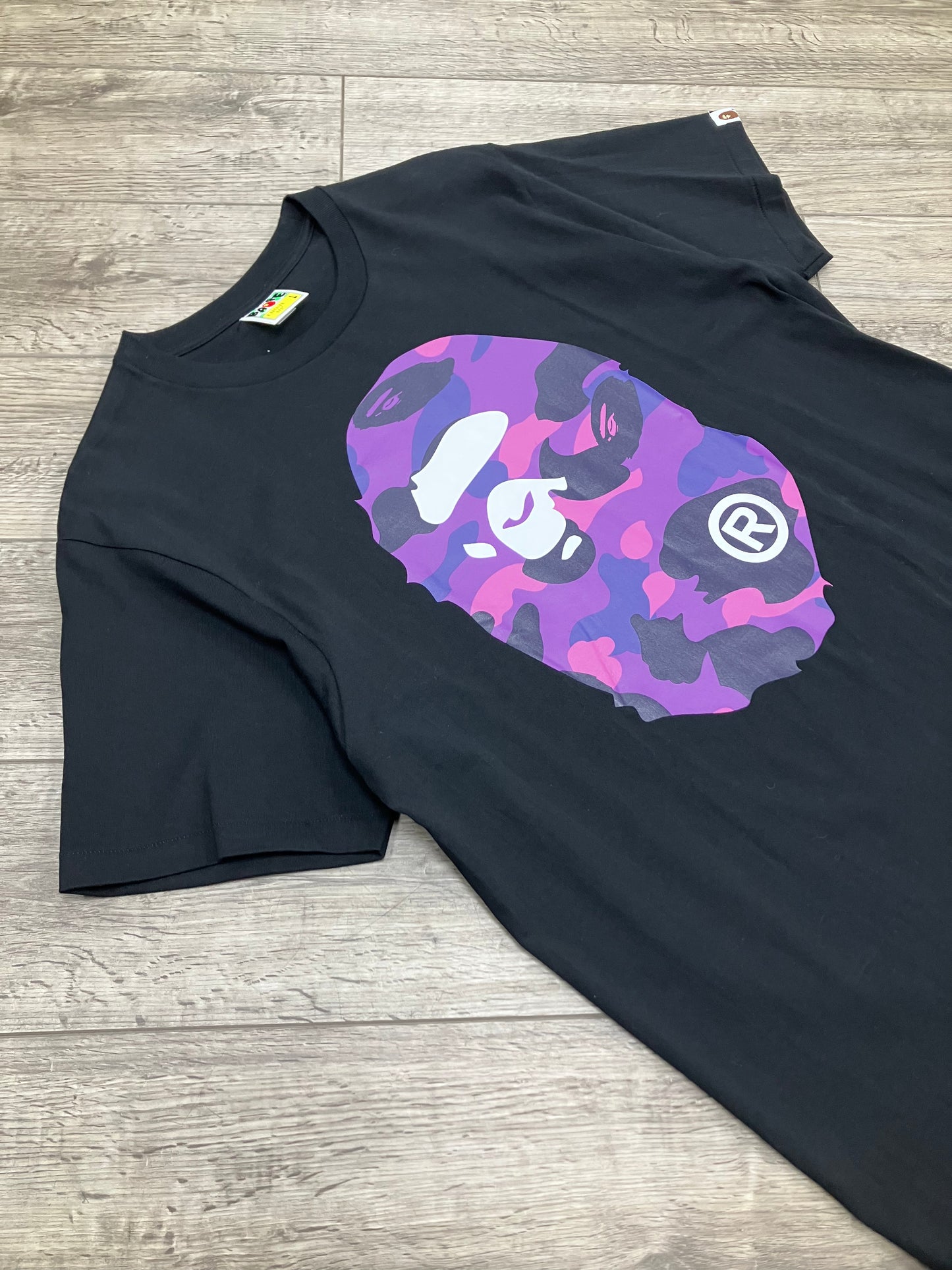 L-Bape Purple Camo Big Ape Head Tee