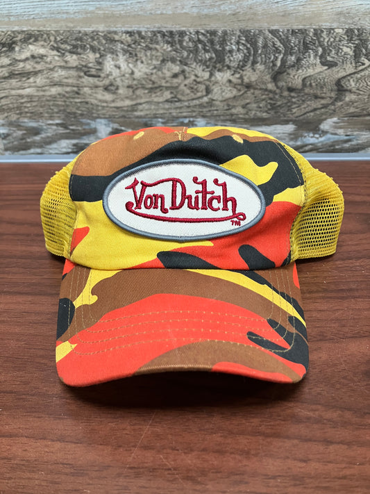 Von Dutch Orange Camo Trucker Hat