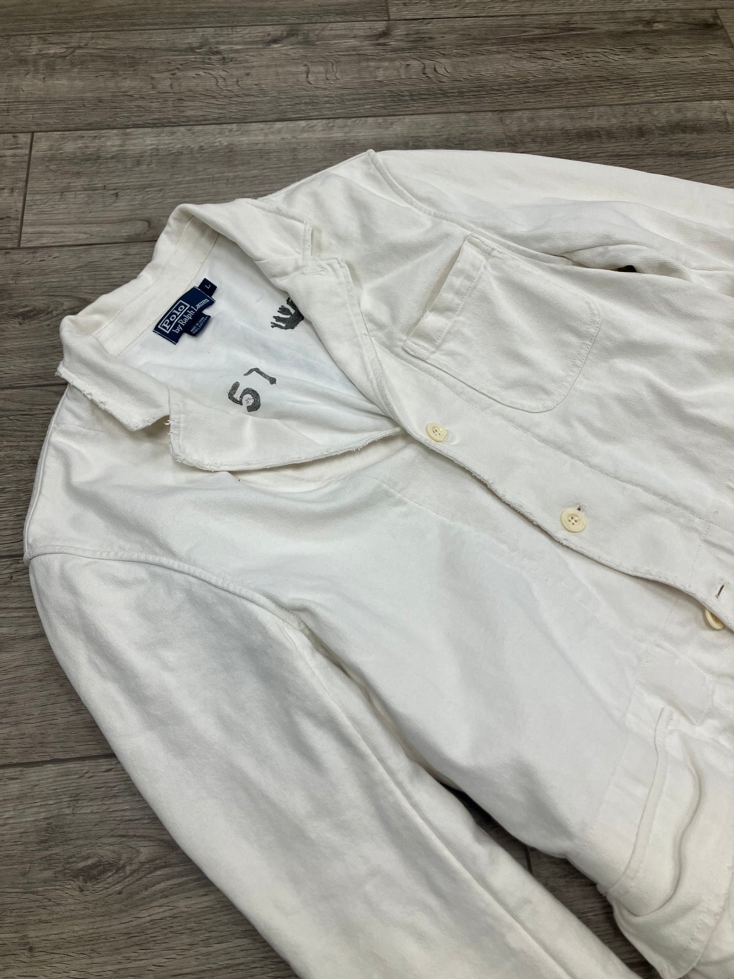 L-Polo Ralph Lauren White Distressed Blazer