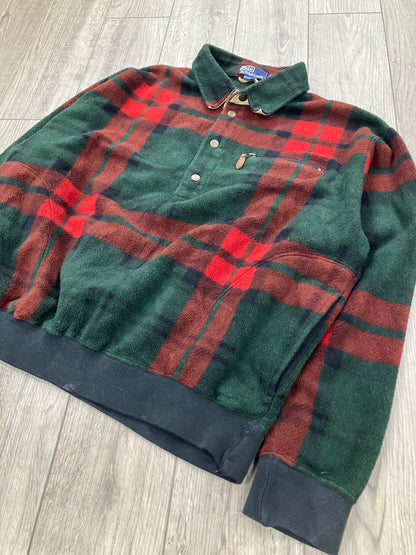 L-Polo Ralph Lauren Green Plaid Fleece Pullover