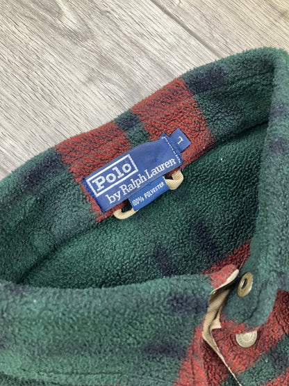 L-Polo Ralph Lauren Green Plaid Fleece Pullover