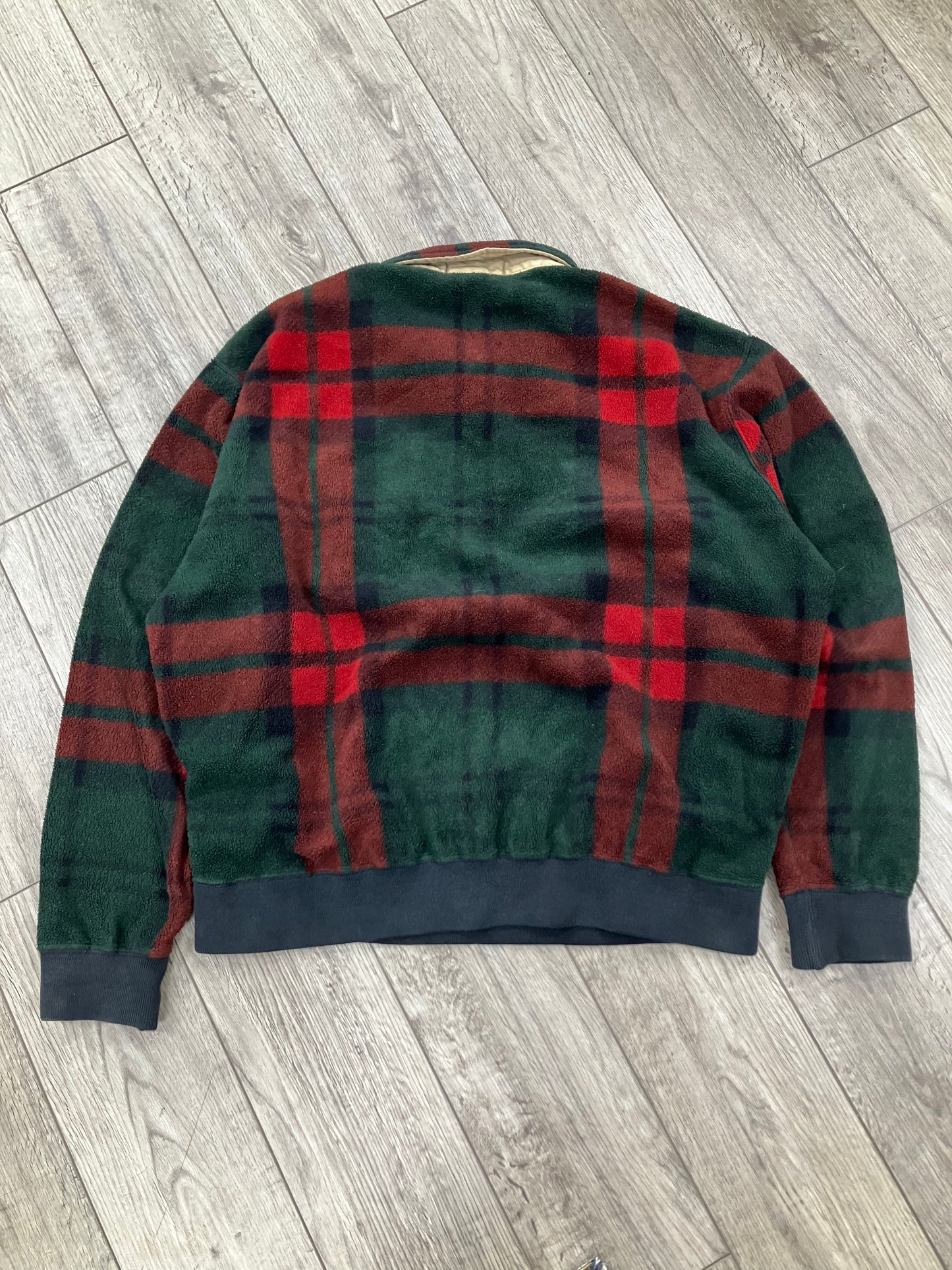 L-Polo Ralph Lauren Green Plaid Fleece Pullover