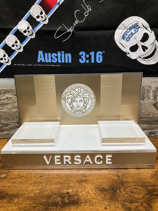Versace Fragrance Gold/White Acrylic Display Stand