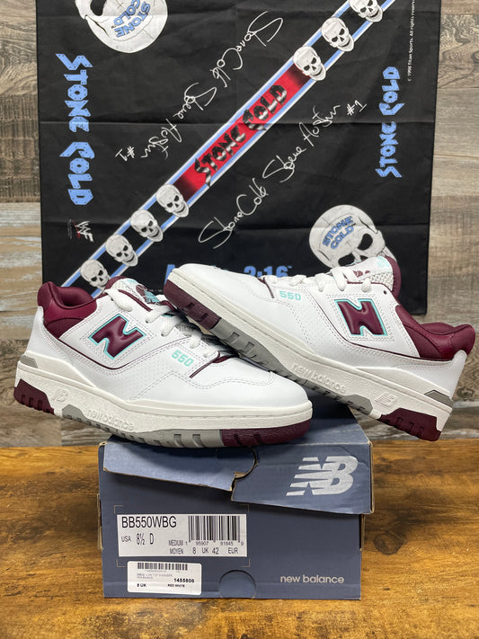 8.5-New Balance 550 Burgundy Turquoise