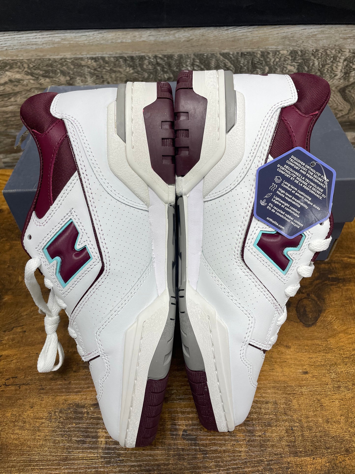 8.5-New Balance 550 Burgundy Turquoise