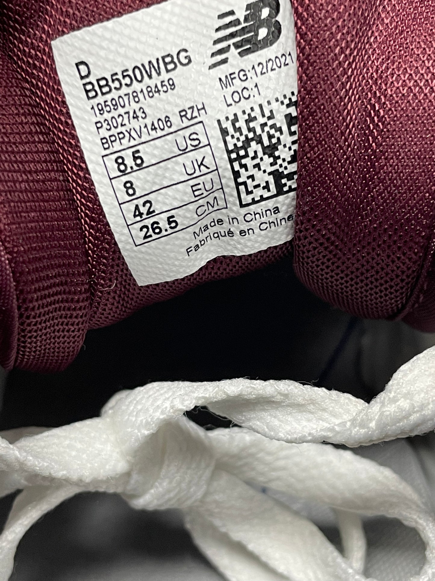 8.5-New Balance 550 Burgundy Turquoise